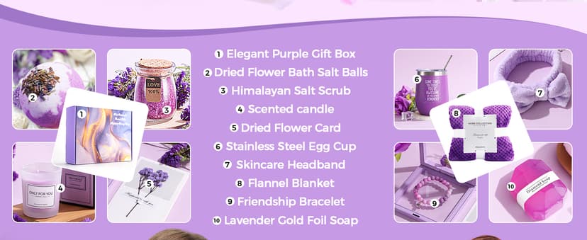 Birthday Gifts for Women, Self Care Gifts Get Well Soon Gifts,Lavender Spa Flannel Blanket Gift Set, Gift For Female Friend, Mom, Wife, Girlfriend, Sister, Teacher's Day Gift Her Birthday Gift