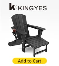 KINGYES Folding Adirondack Chair Set of 2, HDPE All-Weather Patio Chairs with Cup Holder, Wooden Textured Fire Pit Chairs Recliner for Poolside, Backyard, Deck, Navy