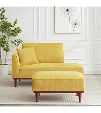 Upholstered Chaise Lounge Indoor for Living Room Bedroom Office Chaise Lounge Sofa:Boucle Fabric Modern Leisure Sofa Recliner Chair Sleeper Indoor (Boucle Cream)