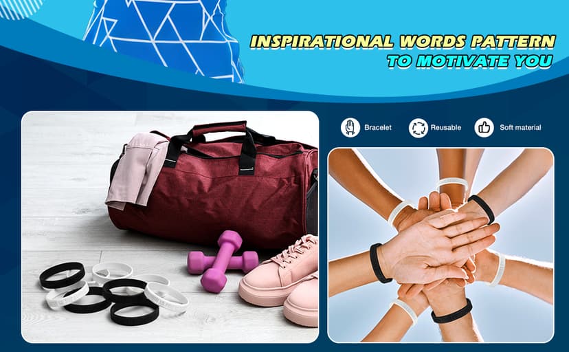 Tondiamo Nothing is Impossible, Exceed Your Own Expectations Motivational Silicone Wristbands Inspirational Rubber Bracelet Stretch Inspirational Bracelets Bulk for Sports Party Supplies