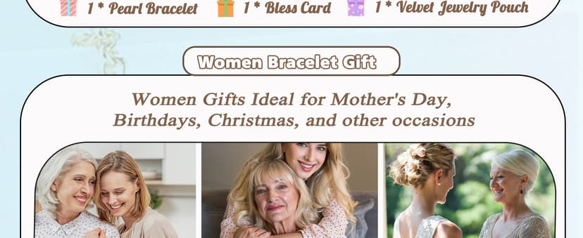 Birthday Christmas Mothers Day Wedding Day, Lobster Clasp, 6.5" + 2" Tarsus Artificial Pearl Bracelet, Gifts for Mom/Mother-in-Law/Bonus Mom B0CHDX2TSR