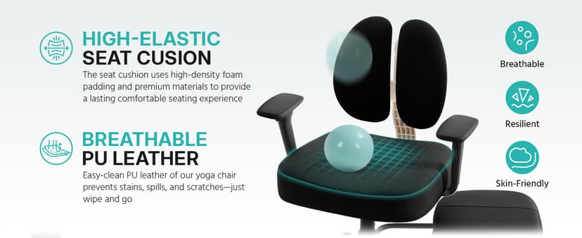 AreShark Criss Cross Office Chair with Armrest Wheels & Stretchable Rotating Footrest, Ergonomic Cross Legged Swivel Chair with Back Support& Adjustable Height for Yoga Kneeling Meditation Home Office
