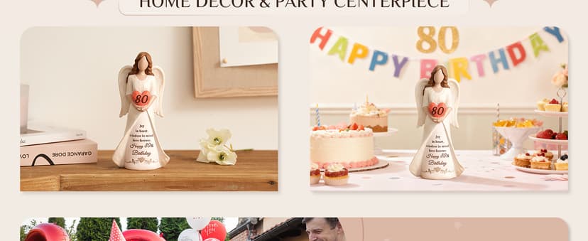 80th Birthday Gifts for Women: Best Happy Birthday Gift for 80 Year Old Woman Moms Grandmothers Friends Unique Birthday Angel Figurine Decorations