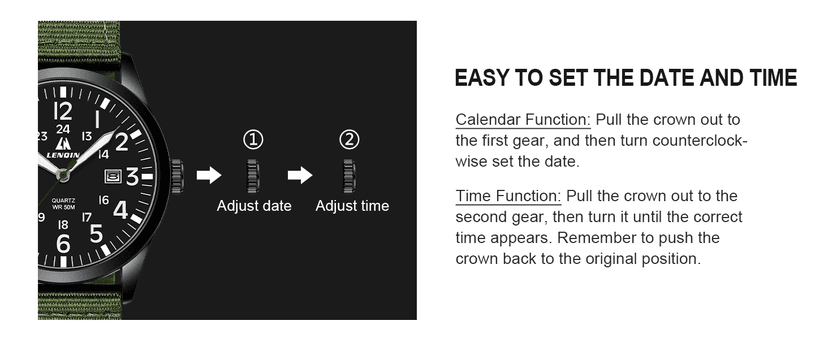 LN LENQIN Mens Watches Unisex Military Sport Nylon Strap Stylish Luminous Fashion Analog Quartz Watch for Men Waterproof Army Tactical Casual Wristwatch