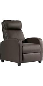 FDW Recliner Sofa Massage Chair Home Theater Seating with Lumbar Support and Padded Backrest for Living Room and Bedroom (Leather, Black)