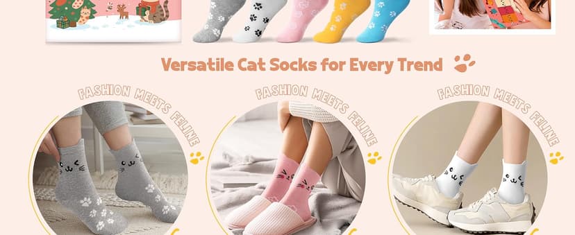 Cat Socks Stocking Stuffers for Women: Unique Funny Cute Cat Lover Gifts Novelty Comfy Animal Socks for Women, Christmas Xmas Gifts for Ladies Mom Wife Her Girlfriend Teen Girls Birthday Gift Ideas B0FM88P2PP