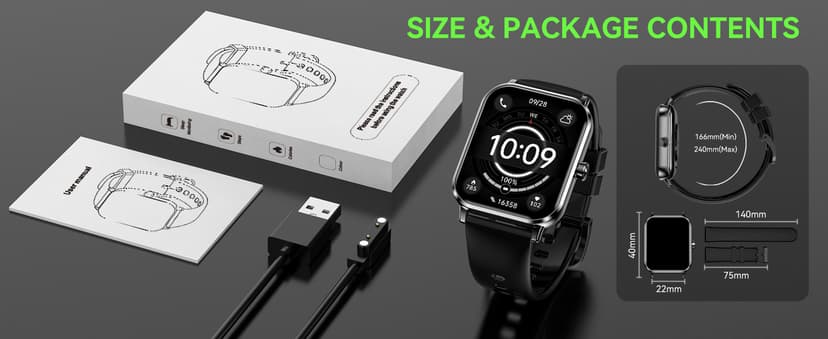 Smart Watch for Men Women, 1.85" HD Fitness Tracker with Bluetooth Calls, 5 ATM Waterproof, 130+ Sport Modes, 24/7 Heart Rate/Sleep Monitor, Pedometer, Calories, Smartwatch for iOS Android (Black)