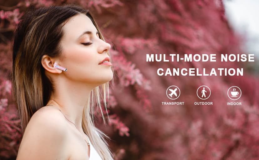 Wireless Earbuds, Bluetooth 5.4 Earbuds Stereo Bass, Bluetooth Headphones in Ear Noise Cancelling Mic, Wireless Earphones IP7 Waterproof Sports, 32H Playtime Mini USB C Charging Ear Buds Light Pink