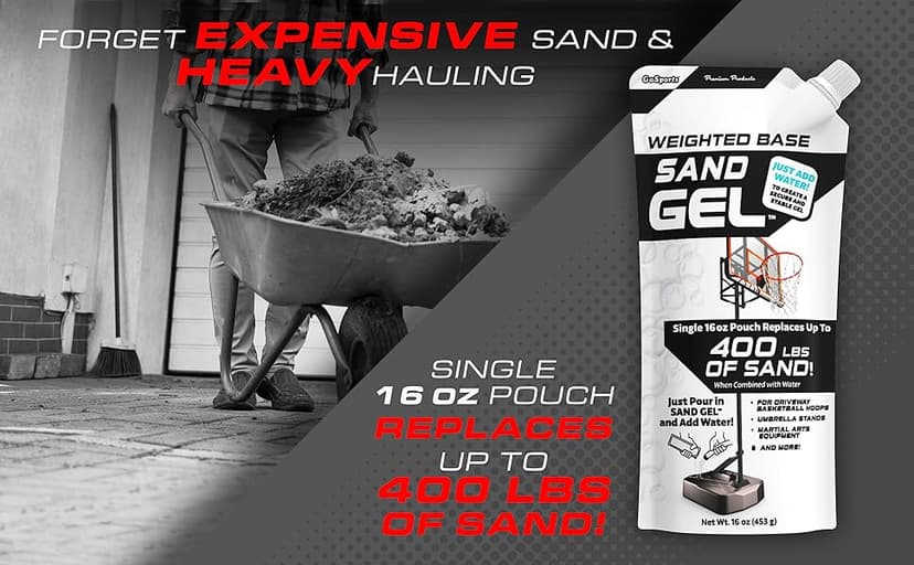 GoSports Sand Gel Weighted Base Filler for Indoor/Outdoor Basketball Hoops, Umbrella Bases, & More - 16 oz, Just Add Water