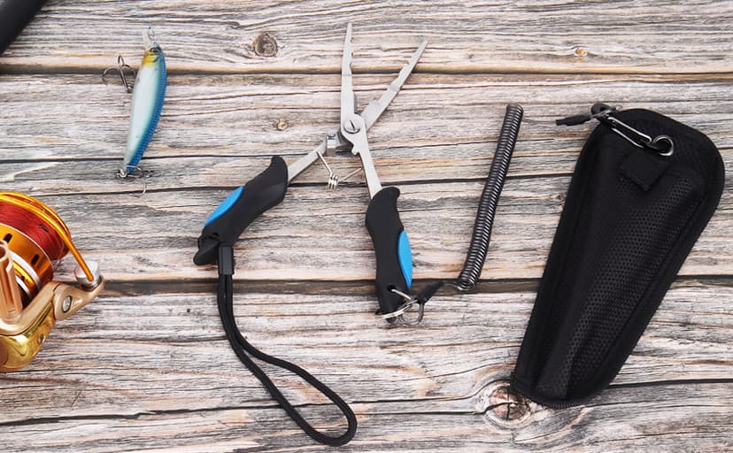 Fishing Pliers Stainless Steel Long Nose Hook Remover with Sheath and Lanyard for Line Cutters Saltwater and Freshwater