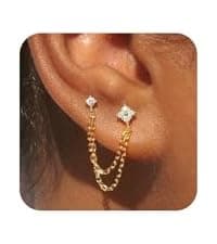 Freekiss Gold Pendant Necklace for Women, Dainty Diamond Necklaces for Women Simple 14K Gold Plated Paperclip Choker Necklaces Cute Minimalist Open Oval Necklaces Gold Jewelry for Women Gifts