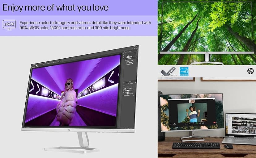 HP 24" 100Hz 300 nits IPS FHD (1920x1080) Monitor (Replaces M24f) w/Docztorm Hub USB Port Expander, Flicker-Free, Adjustable Tilt, 1x HDMI 1.4, 1x VGA, Black/Silver (2026 Latest Model)