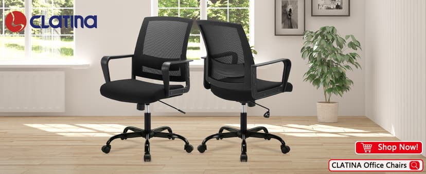 CLATINA Ergonomic Rolling Mesh Desk Chair with Executive Lumbar Support and Adjustable Swivel Design for Home Office Computer Black 8 Pack