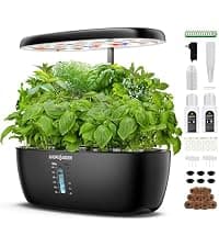 Plant Germination Kit Herb Vegetable Growth Lamp Countertop, Hydroponic Planter Grower Harvest Lettuce for Healthy Home Cooks Ahopegarden Indoor Garden Hydroponics Growing System: 10 Pods Kit with LED B0B6BB4TVC
