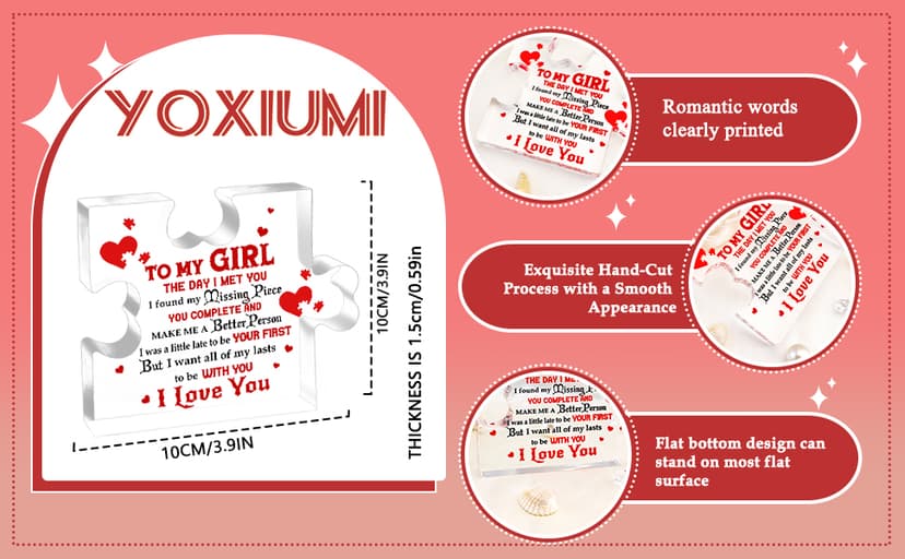 I Love My Gf, I Love My Girlfriend, Gf Gifts, Miss You, Gift for Gf, Valentines Day Gifts for Gf, Girlfriend Birthday Gift Ideas, Soulmate Gifts for Her, To My Girl Acrylic Block