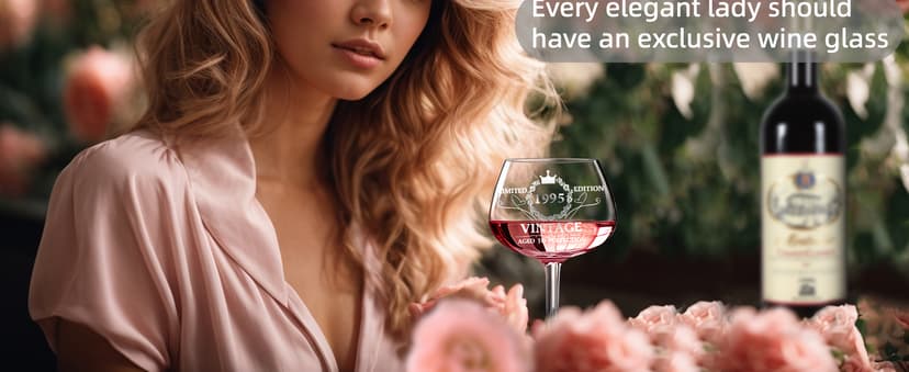 Gumry 30TH Birthday Gifts for Her, Vintage 1995 Engraved Wine Glass, 30 Year Old Birthday Decorations For Women, Funny 30 Bday Gifts Idea For Women, Friends, Daughter, Sister - Turning 30 Present