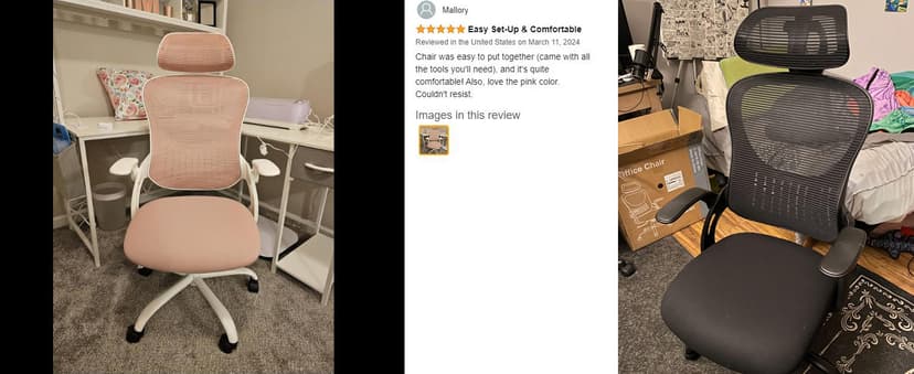 Sweetcrispy Home Office Desk Chair, Ergonomic High-Back Mesh Rolling Work Computer Chairs with Wheels and Adjustable Headrests, Comfortable Lumbar Support, Comfy Flip-up Arms for Bedroom, Study, Grey
