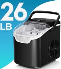 Antarctic Star Countertop Ice Maker Machine, 8 Ice Cubes in 6 mins, 26lb/Day Ice with 2 Sizes- Portable Mini, Energy Saving & Basket/Scoop for Home/Party/Travel/Camping/Bar, Dark Black
