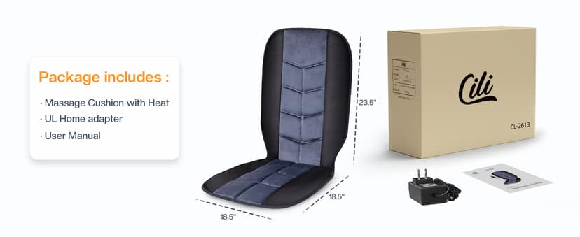 CILI Massage Chair Pad,Back Massager with Heat,Massage Seat Cushion with 10 Vibration Motors,30-60-90 Minutes Heating Options,Chair Massager for Office Chair, Home Office Use