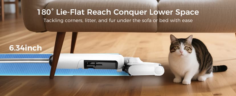 Wet Dry Vacuum Cleaner, 180° Lay-Flat Cordless Vacuum Mop Combo with Edge Cleaning, All-in-One Floor Cleaner for Hard Floors, Self-Cleaning, 45mins Runtime, LED Display, Voice Prompts