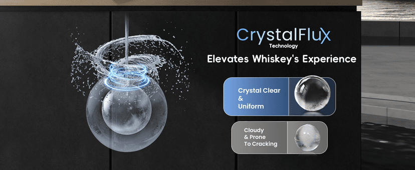 ecozy 2.4" Clear Ice Ball Maker Countertop with CrystalFlux Technology, 3 pcs in 45 Mins, 96 pcs/Day, Sphere Ice Maker with Automatic Water Supply, Self-Cleaning, Enhanced Insulation for Whiskey Bar