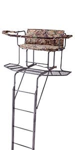 Guide Gear 15.5' Ladder Tree Stand for Hunting with Mesh Seat, Hunting Gear, Equipment, and Accessories