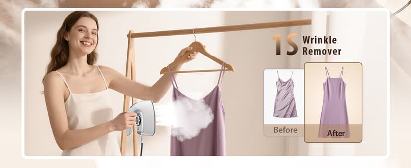 Sundu Mini Travel Iron with Steam,1000W Portable Non-Stick Soleplate Steam Samll Iron for Quilting & Sewing,300 Microsteam Holes,90ml water tank,lockable safety base,Digital Temperature Control-Silver