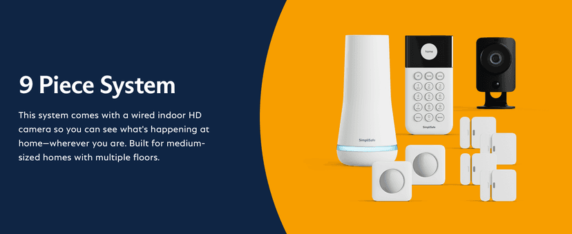 SimpliSafe 9 Piece Wireless Home Security System w/HD Camera - Optional 24/7 Professional Monitoring - No Contract - Compatible with Alexa and Google Assistant