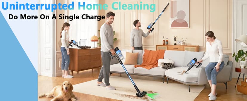 Cordless Vacuum Cleaner, 45kPa 60Min Vacuum Cleaners For Home, Powerful Stick Vacuum Rechargeable With Green Light, Anti tangle Wall Mount, 8 in 1 Lightweight Vacuum For Hardwood Floor Pet Hair Carpet