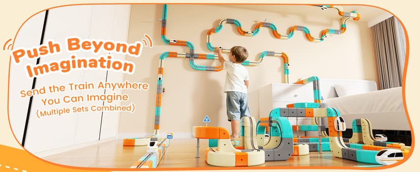 Electric Train Set 3D Flexible Race Track for Kids 3 4 5 6 7 8 Years Old, 124 Pcs Gravity-Defying Rail Building Toys with Motorized Car, STEM Learning Toy Gift for Toddlers Birthday