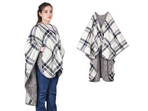 forestfish Fleece Wearable Blanket Oversized, Comfy Lightweight Lap Blanket Poncho Throw With Buttons, 63“x 55” (Grey-white, Medium(55”x39”)) B07Y87KBYS