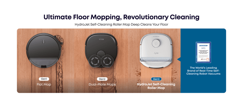 eufy Robot Vacuum E28, Portable Carpet for Deep Cleaning, HydroJet System with Roller Mop, All-in-One Robot Vacuum and Mop Combo, 20,000 Pa Suction, Zero-Tangling, Corner-to-Edge Cleaning (Upgraded)