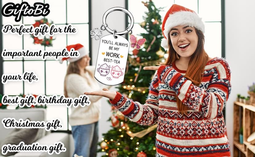 Coworker Leaving Gifts for Women - Funny Friendship Thank You Work Bestie Keychain Present for Friend Colleague Christmas