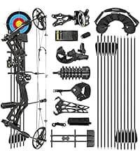 AMEYXGS Archery E8 Compound Bow Set for Adults and Teens RTH Hunting and Target Practice 19”-30” Draw Length,19-70 Lbs Draw Weight,up to IBO 320 fps,Limited Life-time Warranty