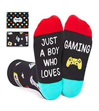 Gamer Gifts for Teens Boys - Video Game Gifts, Gaming Socks for Kids 4-18 Years with Greeting Card