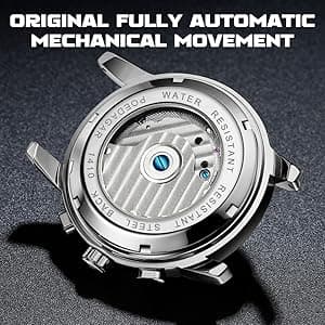 FORSINING Mechanical Men's Watch, Moon Phase Tourbillon Automatic Self-Wind Wristwatch, Luxury Stainless Steel Band 43mm Big Dial Mens Wrist Watch with 3 Sub Dial