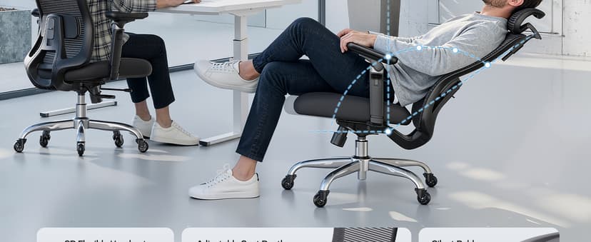 Marsail Ergonomic Office Chair with 6D Armrests, Ergonomic Chair with 3D Adjustable Headrest, Slide Seat, Lumbar Support, and 4-Position Tilt Lock – Big and Tall Office Chair with 330 lbs Capacity