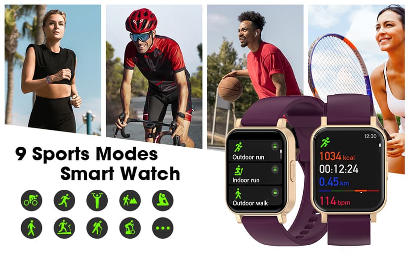 Fitness Tracker, Fitness Watch with Blood Oxygen, Heart Rate Monitor, Steps Calories Counter, Sleep Monitor, Pedometer IP68 Waterproof, Smart Watch for Android iPhones