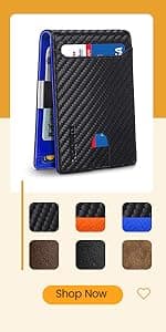 RUNBOX Wallet for Men Slim Rfid Leather 2 ID Window With Gift Box