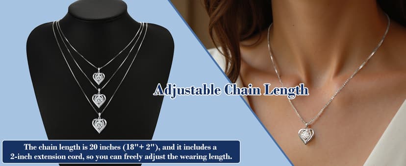 Moissanite Necklace for Women, 1-3 Carat Heart Pendant Necklace, 925 Sterling Silver, Anniversary Present for Wife, Women, Birthday Gifts for Wife, Jewelry Gifts for Christmas, Valentine's Day