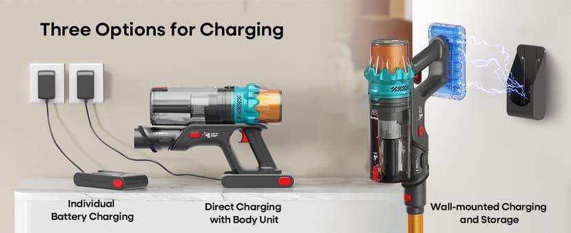 ElecKeys Cordless Vacuum Cleaner, 600W 50KPA 70Mins Self-Standing Vacuum Cleaners for Home, Stick Vacuum with Touch Screen, Upgraded Anti-Tangled Vacuum Cordless for Pet Hair, Floors, Carpets, Gold