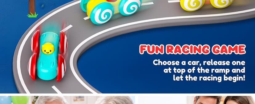 Hammer Rolling Ball, Launch and Race Car-Cause and Effect Sensory STEM Learning Toys for 1-5 Year Old Boys & Girls 2-in-1 Ball Drop & Car Ramp Race Track Montessori Toy for Toddlers Ages 1-5 B0FLDB14N8