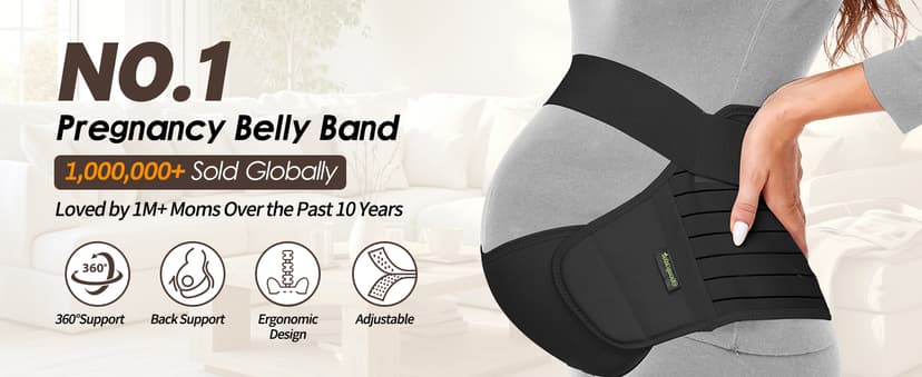 Pregnancy Support Belt Maternity Belly Band Pregnancy Belly Support Bands for Back/Pelvic/Hip Pain (M, Black) Maternity Belt Pregnancy Belly Band 3 in 1 Support Belt for Pregnant Women B09PZ5PSXW