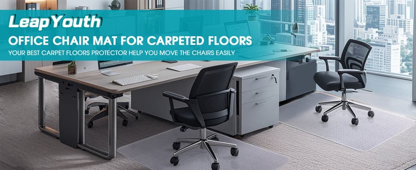 Office Chair Mat for Carpets, 48"x 36" Heavy Duty Clear Plastic Floor Protector, Non-Slip Computer Desk Chair Mat for Low Pile Carpeted Floors, Smooth Rolling Carpet Chair Mat for Home Office