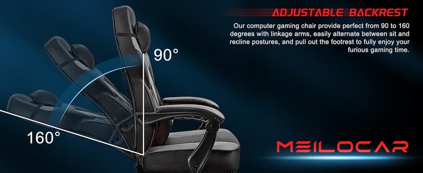 Gaming Chair for Adult, Computer Chair with Footrest Video Game Chair Big and Tall Gaming Chair with Massage Lumbar Support, Adjustable Height and 360° Swivel Seat(Grey)