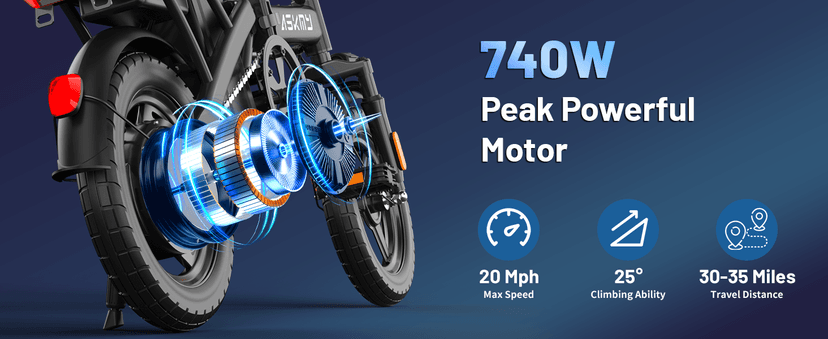 Electric Bike for Adults and Teens, 740W Peak Motor E-Bike with 30-60 Miles PAS Range, 48V 10AH/20AH Removable Battery, 14" Folding Mini Ebike with 20MPH, Electric Bicycle for Commute