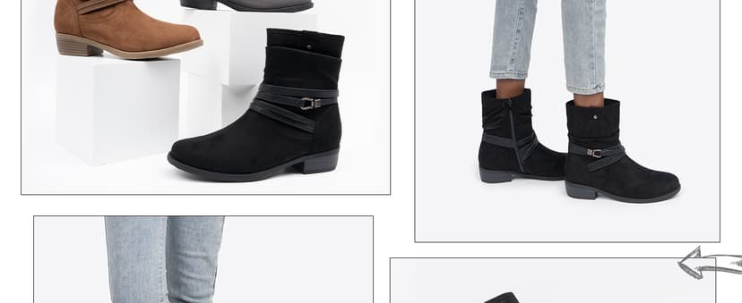 VJH confort Women's Mid Calf Boot,Round Toe Low Heel Comfort Slouchy Bootie with Side Zipper Buckle Strap