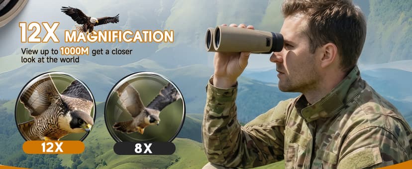 12x42 HD Binoculars for Adults High Powered Binoculars with Upgraded Phone Adapter Compact Binocular with Low Light Night Vision for Bird Watching Hunting Outdoor Sports Concerts Camo
