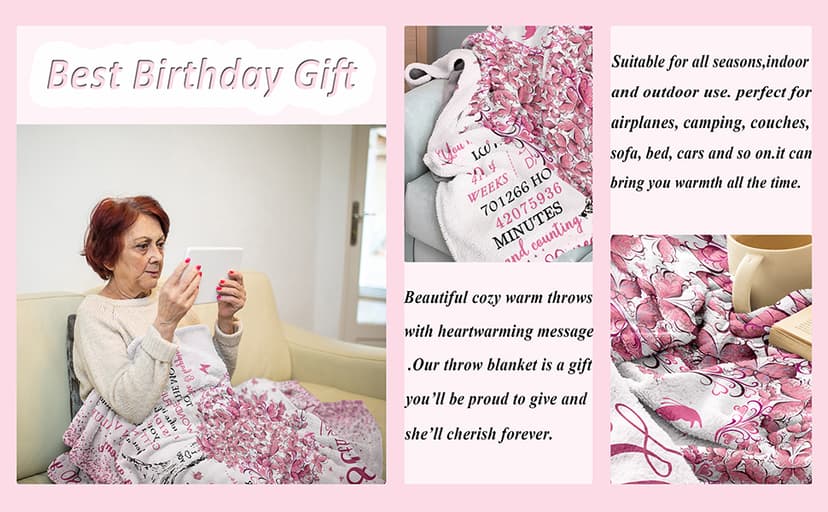 XALAZY 80th Birthday Gifts for Women Blanket 60"X50", 80th Birthday Decorations for Women, Best 80 Year Old Woman Birthday Gifts, 1945 Woman Present, Happy 80 Bday Present for Female Throw