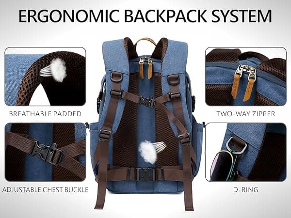 Padwa Lifestyle Khaki Camera Backpack - Professional DSLR & UAV Camera Bag,Anti Theft Canvas Camera Backpacks with Rain Cover,Large Capacity Photography Travel Camera Bag with Multi Compartments